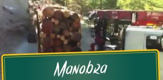 Manobra com carga de toras