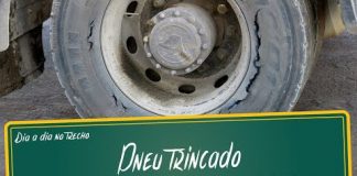 Rodando com um pneu trincado no caminhão Pneu trincado