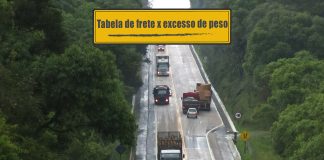 Tabela de frete mínimo x excesso de peso Tabela de frete mínimo x excesso de peso