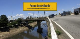 Ponte de acesso à Dutra interditada Ponte de acesso à Dutra interditada