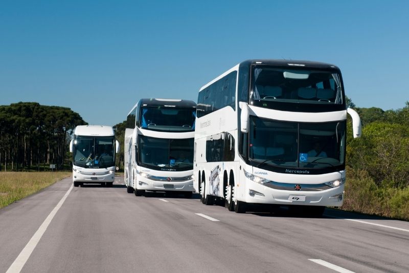Alguns ônibus da Scania (Divulgação/Scania)