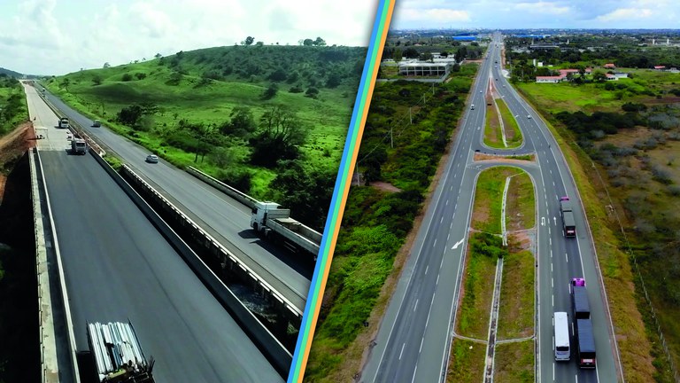 Novos trechos de pista duplicada liberados ao tráfego de veículos, nas BRs 116 e 101 (Divulgação/DNIT)