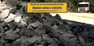 Objetos soltos na cabine e transpote de calcário Objetos soltos na cabine e transpote de calcário