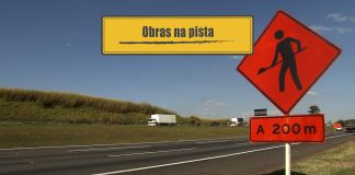 Estreitamento de pista em trechos de obras Estreitamento de pista