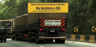 Veículo longo na Via Anchieta e CDI no Tô Com Grana Caminhão longo na descida da Serra da Via Anchieta