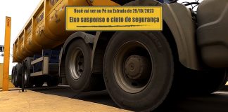 Fiscalização de eixo suspenso e cinto de segurança no banco traseiro Caminhão com eixos suspensos