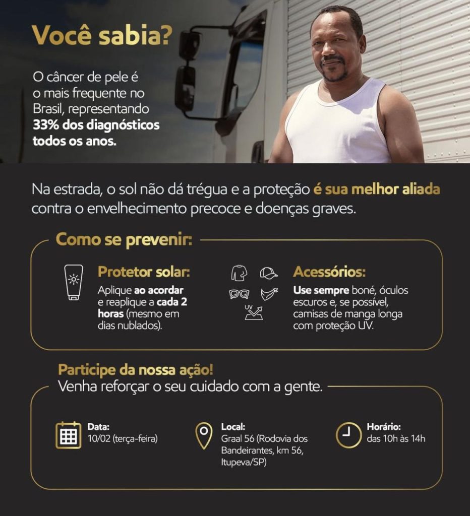 Câncer de pele na estrada: veja os cuidados que os estradeiros devem ter com o sol