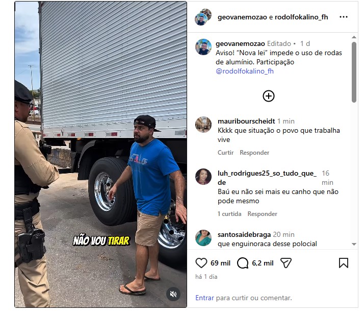Está proibido usar rodas de alumínio no caminhão?